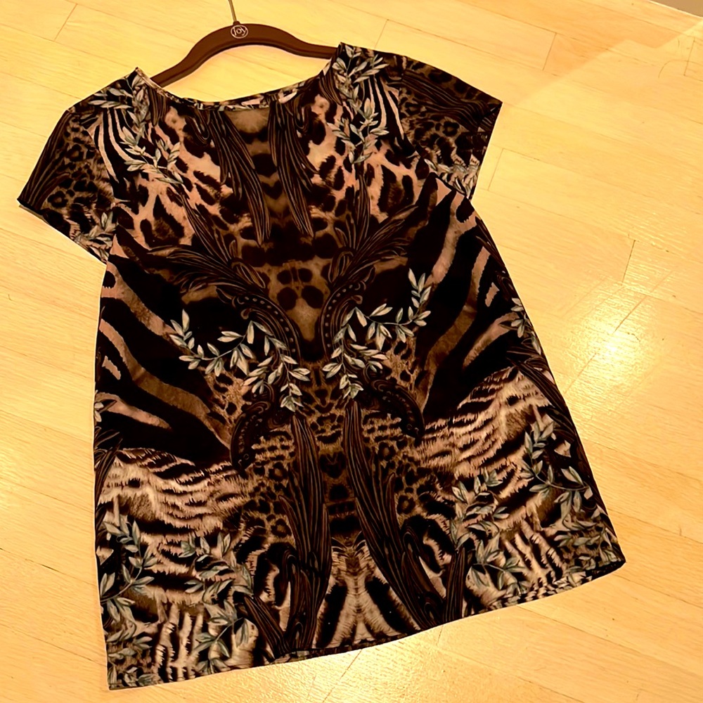 AllSaints Animal Floral Print Tunic Top Size 2 New